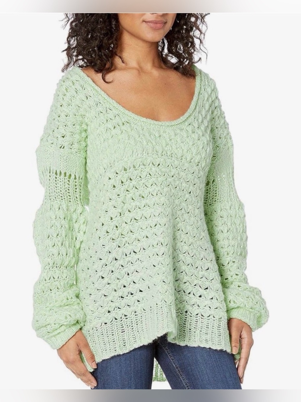 Free People Crashing Waves Pullover Sweater Mint Green Size Medium